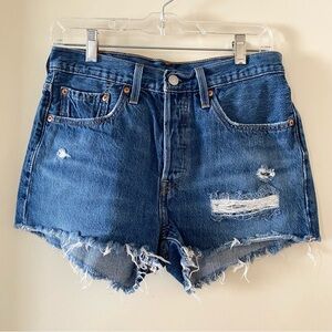 Levi’s 501 High Rise Button-fly Distressed Shorts